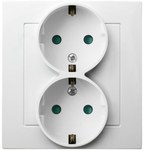 SCHUKO double socket with shutters, white, AS