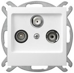 Pass-through RTV-SAT socket, white, AS