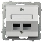 Double oblique computer socket housing, white, AS