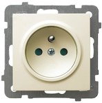 Single socket with earthing, with shutters, ecru, AS