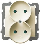 Double socket, for mounting in frames with shutters, ecru, AS