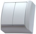 Двогруповий вимикач, з'єднувач, поверхневий монтаж IP20, білий BIS