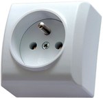 Single socket with ground, N/T IP20, white BIS