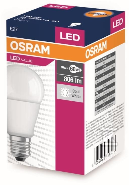 LED bulb VALUE CLA 60 8,5W=60W/865 230V - 4052899326873