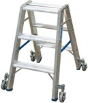 STABILO ladder with steps, double-sided with rollers, 2x3 steps