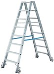 STABILO ladder with steps, double-sided with rollers 2x8 steps