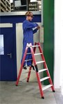 Double-sided ladder with 2x4 rung plastic stringers