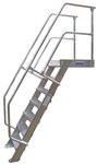 2nd handrail for stairs with 4 aluminum steps, inclination 45 °