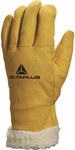 Довгі рукавички з волокнистої натуральної шкіри, утеплені жовтим акрилом 11