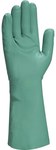 Nitrile gloves, flocked, length 33 cm, th. 0.40 mm green 6/7