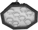 LED priemyselné svietidlo OKTA8PC 173W, typ High-Bay, 5000K, svetelný tok zo svietidla 24 500lm, 4000K, CRI80, hliníkové telo, PC priehľadný difúzor, reflektory MIRO4, závesné svietidlo, IP65, Ta45°C