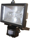 Halogen fitting "HALOPAK" 230V, 50Hz, 120w with a 78mm halogen bulb (energy class C) with a black motion sensor IP44