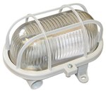 Channel luminaire OVAL-7040T/P, E27, 60W, white-polypropylene, transparent lampshade-glass, IP54, plastic mesh