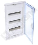 RWN Unterputz-Schalttafel mit transparenter Tür und Leiste N+PE 3x12 modular (36 Module)