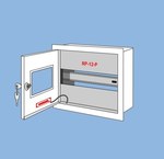 Flush-mounted switchgear RP-12-P with a lock and a window, space for 12 security devices, type IP 30