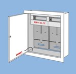 Recessed switchgear RW-1-2L-12, space for 2 1F meters and 2x6 s type protections.