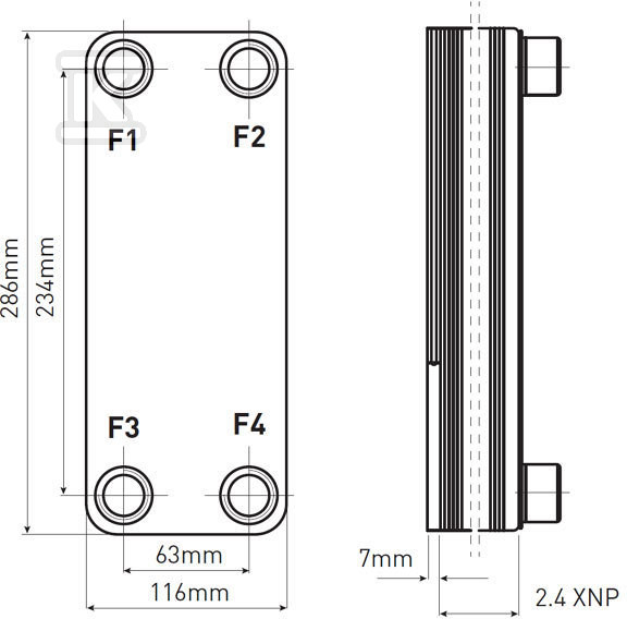 20-plate, 1 "brazed exchanger with - IC9THX20