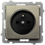 Розетка одинарна із заземленням, нова срібляста СОНАТА