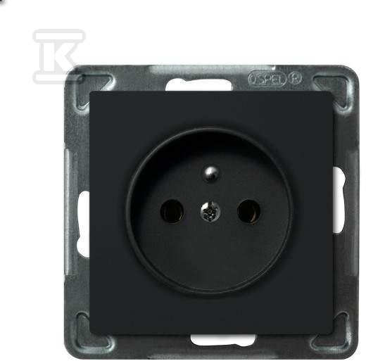 Single socket with earthing, black - GP-1RZ/M/33