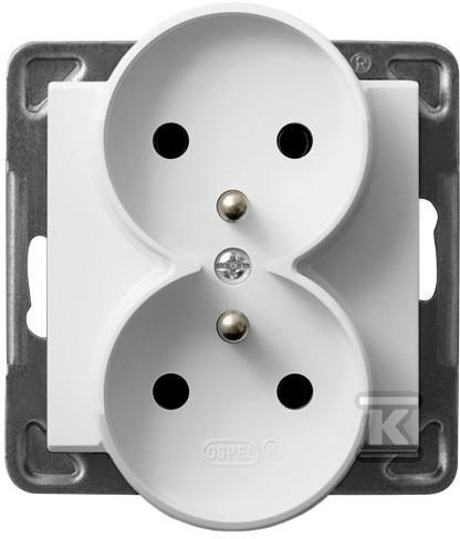 Double socket with earthing, white - GP-2RRZ/M/00