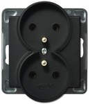 Double socket with earthing, black metallic SONATA