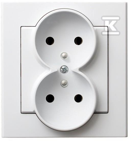 Double socket with earthing, white - GP-2RZ/00