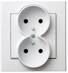 Double socket with earthing, white SONATA