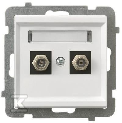 Double F-type antenna socket, white - GPA-2RF/M/00