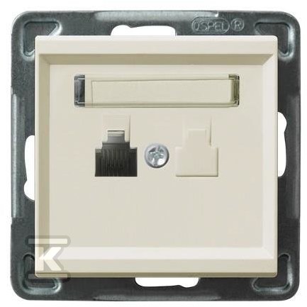 Single telephone socket, ecru SONATA - GPT-1R/M/27