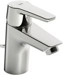 SAGA Washbasin mixer with fixed spout and aerator, with drain valve.