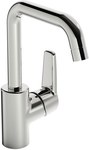 SAGA Washbasin mixer with high swivel spout, side handle, without drain valve.