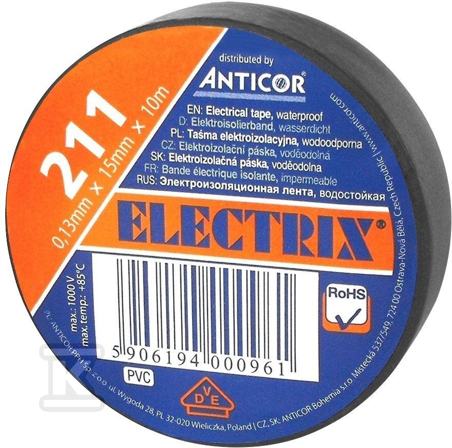 Páska ELECTRIX 211, čierna 15 mm x 10 m - PE-2111001-0015010