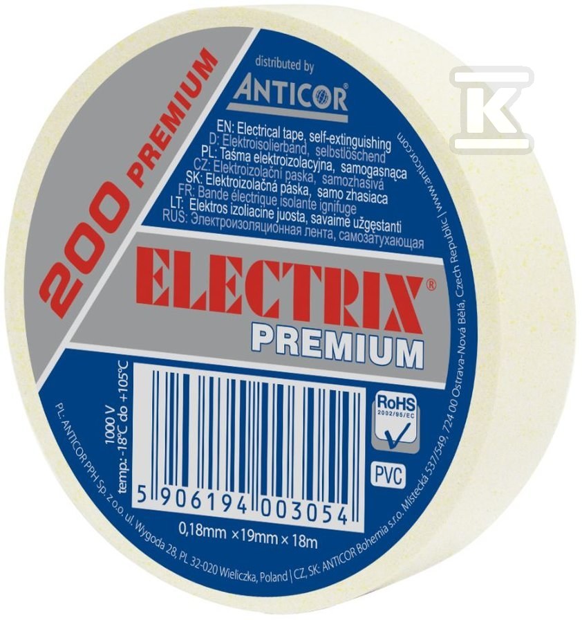 Páska ELECTRIX 200 Premium, bílá 19 mm - PE-200P185-0019018