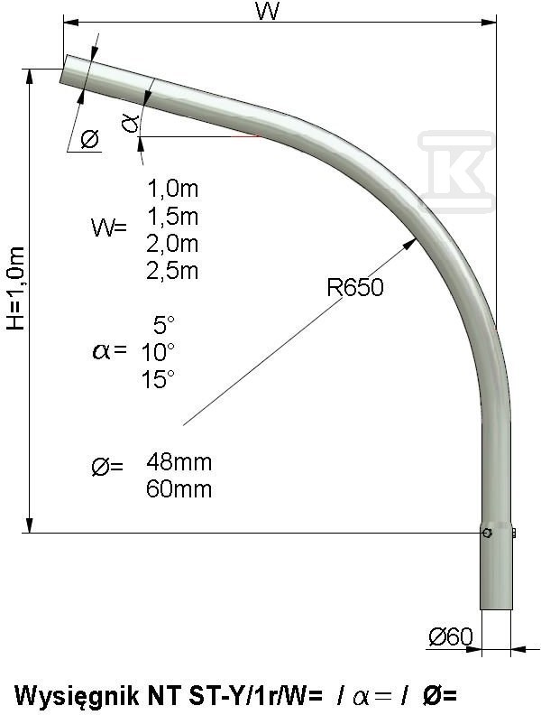 NT ST-Y výložník 1 rám 1,5 m - 3.01.003.99100.21051