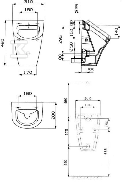 Pisoár NEXO s krytom - komplet s: - A35364K000