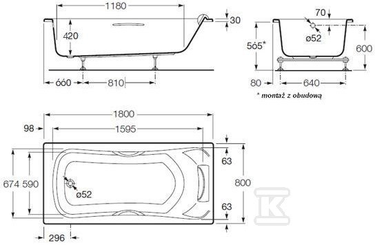 Picioare cadă Becool 1800X800 tetiere, - A248015001