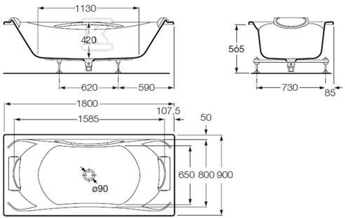 Picioare cadă Becool 1800X900 2 - A248013001