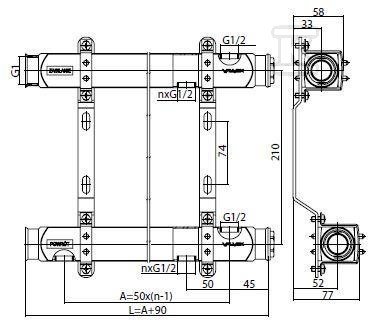 BASE Inox manifold K1-4 G1"-G1/2"liczba - 6085020