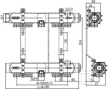 colector de bază Inox K2-12 G1"-G3/4" - 6085250