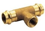 Trójnik z gwintem wewnętrznym, 22 x 3/4 x 22 brąz B Press Gas