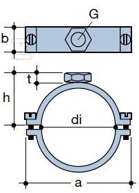 Steel bracket 56mm female thread 1/2" - 4044448