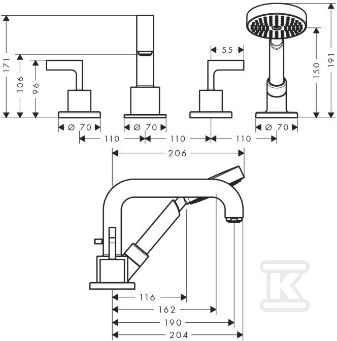 Element zewnętrzny Hansgrohe Axor - 39446000