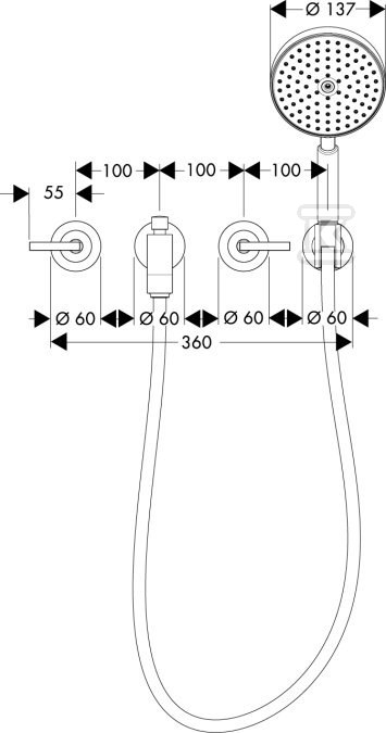 Bateria ścienna Hansgrohe Axor Citterio - 39448000