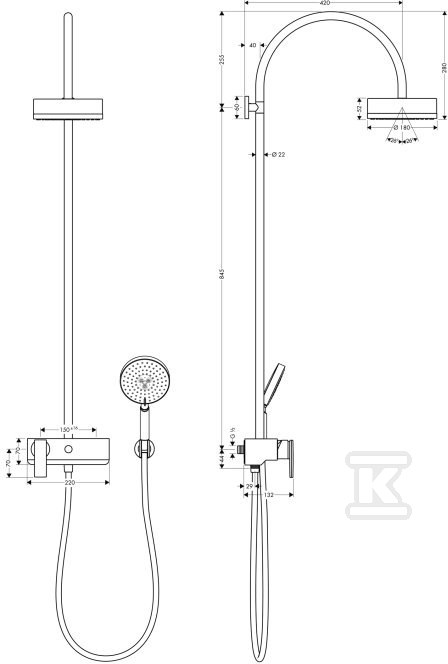 Komplet prysznicowy Hansgrohe Axor - 39620000