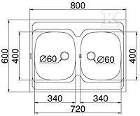 Сталева мийка INTL 80X60 см, накладна, - 100107501