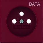 Faceplate for earthed socket, imprinted with "DATA", red, gloss, B. Square