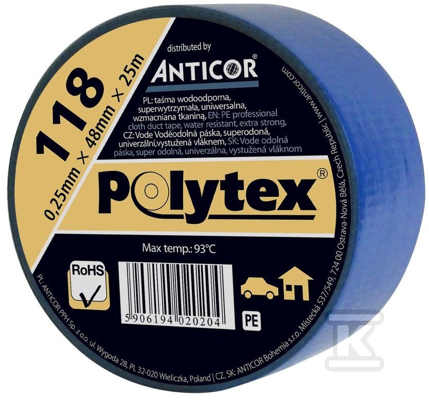 Tape 48mm x 25m 118 blue for lagging - PP-1180003-0048025