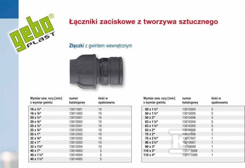 PP kompressziós idom 25x3/4" GW belső - 13012502