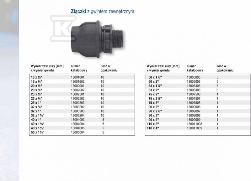 PP kompressziós idom 20x1/2" GZ külső - 13002001