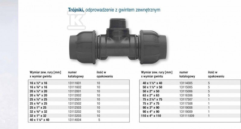 PP szorító póló 90 fokban. 40x6/4"x40 - 13114005